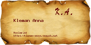 Kleman Anna névjegykártya